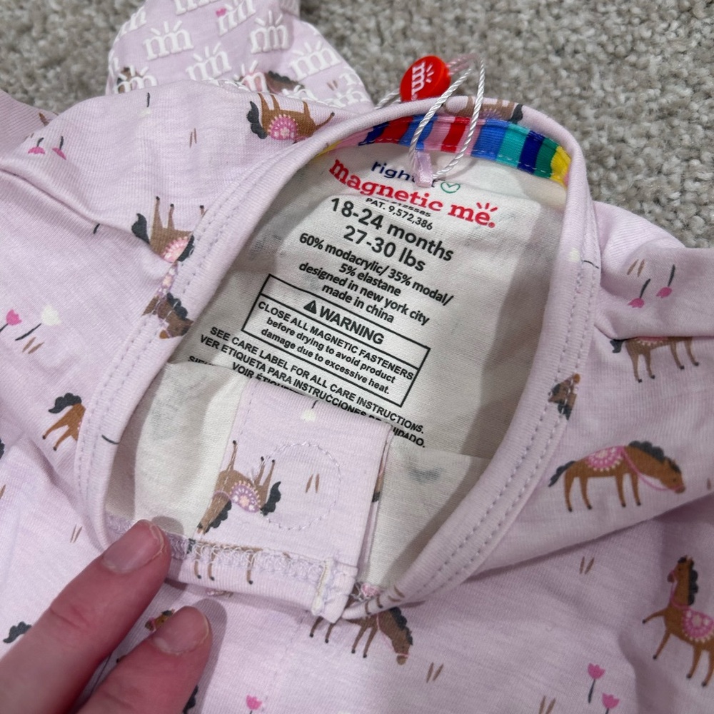 magnetic me Pink Horse Print Baby Pajamas - 18-24 Months